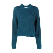 Proenza Schouler Blå Casual Cut Out Sweater Blue, Dam