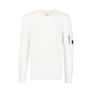 C.p. Company Crew Neck Stickad Tröja White, Herr