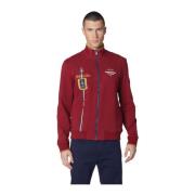 Aeronautica Militare Burgundy Full-Zip Tröja med Broderi Purple, Herr