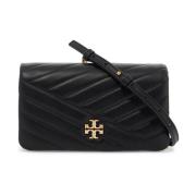 Tory Burch Chevron Quiltad Crossbody Väska med Double T Black, Dam