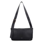 Jil Sander Snygg Läder Crossbody Väska Black, Dam