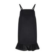 Ganni Svart Mini Klänning i Duchess Satin Black, Dam