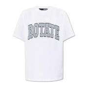 Rotate Birger Christensen T-shirt med logotyp White, Dam