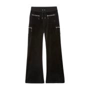 Juicy Couture Lågskuren Svart Sammet Flare Byxor Black, Dam