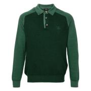 Etro Blå Långärmad Avslappnad Polo Skjorta Green, Herr