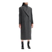 Brunello Cucinelli Maskulin-inspirerad yllekappa i canvas tyg Gray, Da...