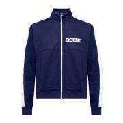 Dsquared2 Logo Print Zip Sweatshirt Blue, Herr