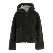 Jakke Grön Faux Fur Huva Jacka Green, Dam