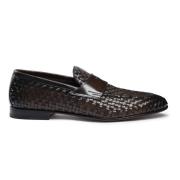 Santoni Vävda Läderloafers Brown, Herr