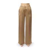 Herno Casual Satin Wide Leg Trousers Brown, Dam