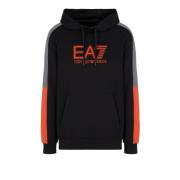 Emporio Armani EA7 Svart huvtröja sweatshirt för män Black, Herr