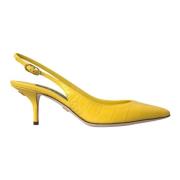 Dolce & Gabbana Gula Läder Slingback Klackskor Yellow, Dam