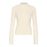 Karen by Simonsen Slim-fit Tneck Stickad Tröja Egret Beige, Dam