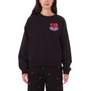 Obey Heart Crew Fleece Svart Sweatshirt Black, Herr