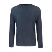 Emporio Armani Blårandig Crew Neck Tröja Blue, Herr