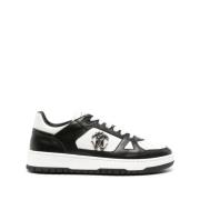 Roberto Cavalli Svart Läder Casual Trainers Sneakers Black, Herr