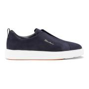 Santoni Herr mocka slip-on sneaker Blue, Herr