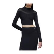 Patrizia Pepe Svart Slimmad Cropped Tröja Minimalistisk Stil Black, Da...