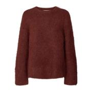 Rabens Saloner Burgundy Alpacka Blandning Stickad Tröja Red, Dam