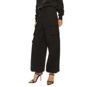 Patrizia Pepe Svarta Cargo Sweatpants med Fickor Black, Dam