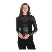 Frank Lyman Mesh Blus med Similisten Detalj Black, Dam