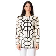 Joseph Ribkoff Mesh Jacka - Vit Svart White, Dam