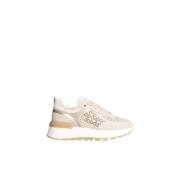 Liu Jo Beige mocka sneakers med sammet monogram Beige, Dam