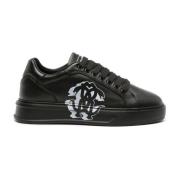 Roberto Cavalli Svart Läder Avslappnade Tränare Sneakers Black, Dam