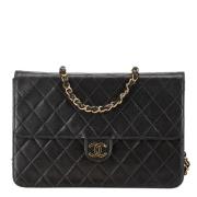 Chanel Vintage Pre-owned Laeder crossbodyvskor Black, Dam