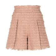 Balmain Beige Tweed Shorts med knappdetaljer Beige, Dam