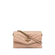 Tory Burch Chevron Chain Plånbok i Beige Beige, Dam