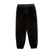 Juicy Couture Svart Velour Diamant Spårbyxor Black, Unisex