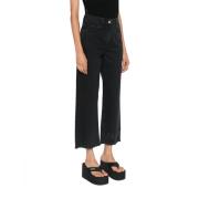 Patrizia Pepe Svarta Straight Jeans med Fly Broderi Black, Dam