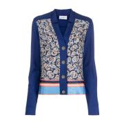 Salvatore Ferragamo Blå Bomull Silk Cardigan Blue, Dam