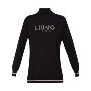 Liu Jo Snygg Logo och Strass Tröja Black, Dam