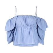 Vince Blå Off Shoulder Cami Blus Blue, Dam