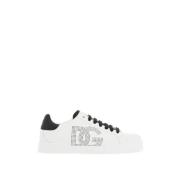 Dolce & Gabbana Portofino Läder Sneakers med Perforerad Logotyp White,...