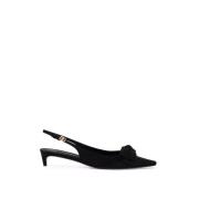 Dolce & Gabbana Sidensatin Båge Slingback Pumps Black, Dam