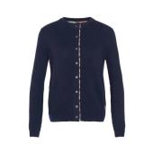 Barbour Blå Crewneck Tröja med Tartan Trim Blue, Dam