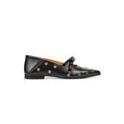 Munthe Eleganta Svarta Läderskor med Slips Black, Dam