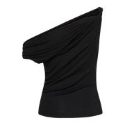 My Essential Wardrobe Elegant One-Shoulder Svart Topp Blus Black, Dam