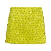 DES Phemmes Gul Broderi Mini Kjol Yellow, Dam