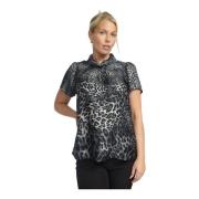 2-Biz Leopardmönstrad Svart Blus Florence.Wi24 Gray, Dam