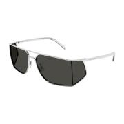 Saint Laurent Navigator Solglasögon Grå Silver Metall Gray, Unisex