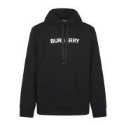 Burberry Svart Logosweatshirt Huva Elastiska Manschetter Black, Herr