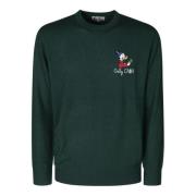 MC2 Saint Barth Ull Crew Neck Pullover med Bokstäver Green, Herr