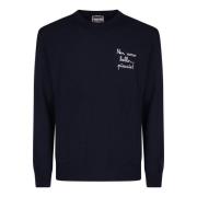 MC2 Saint Barth Ull Crewneck Tröja med Bröstlogo Blue, Herr