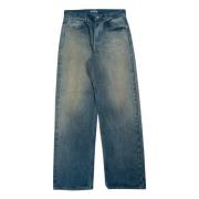 Auralee Vintage Textur Wide Denim Byxor Blue, Herr