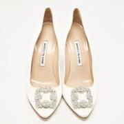 Manolo Blahnik Pre-owned Pre-owned Satin klackskor White, Dam