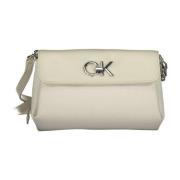 Calvin Klein Beige Axelväska med Kedjehandtag Beige, Dam